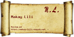Makay Lili névjegykártya